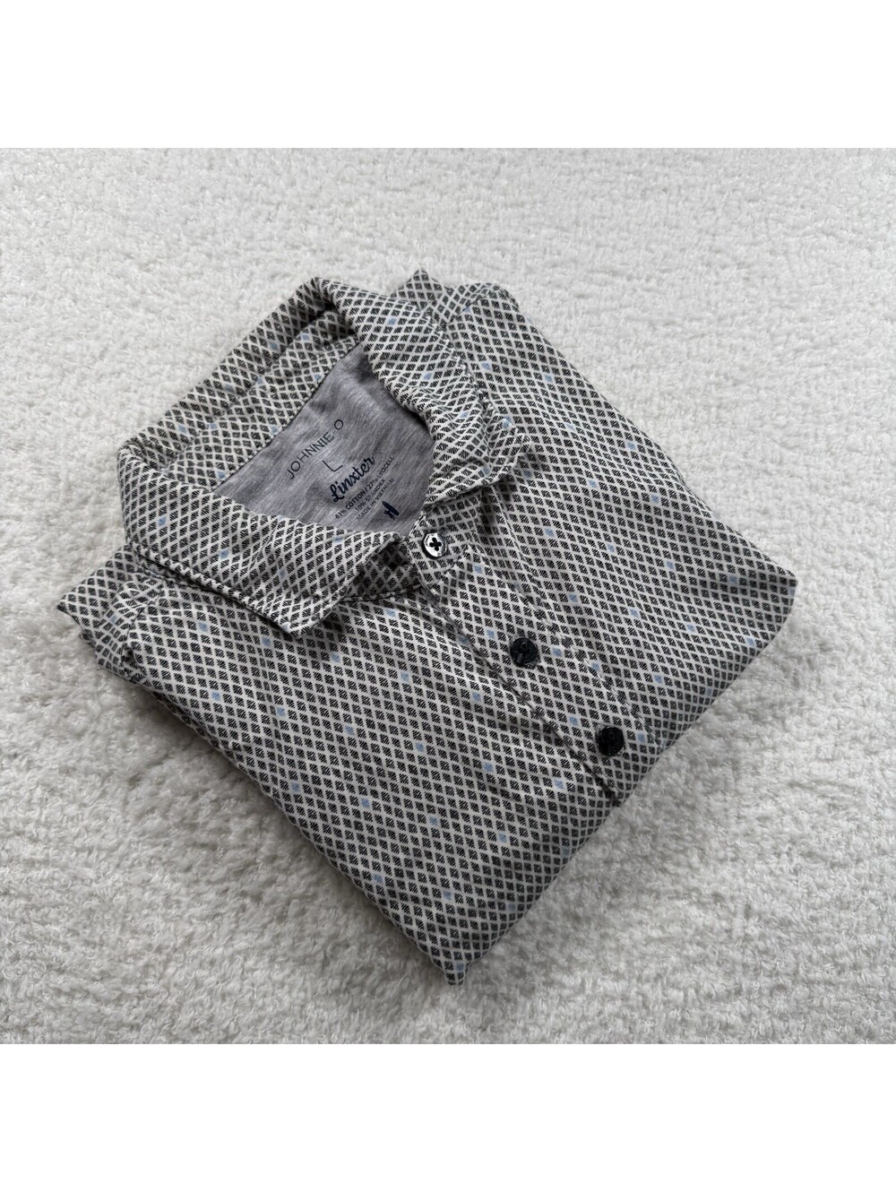 Johnnie-O Linxter Men’s Large Polo Shirt Geometric Print Cotton Lyocell Stretch